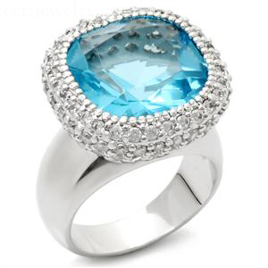 20CT CREATED AQUAMARINE COCKTAIL RING-SZ 10